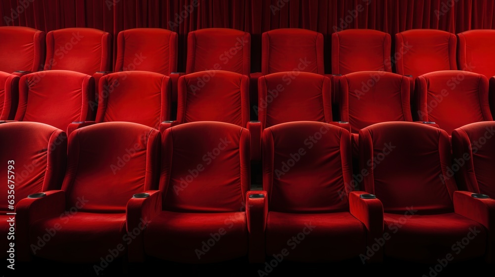 Fototapeta premium red seats in the cinema. generative ai