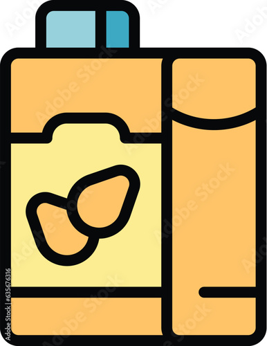 Milk pack icon outline vector. Vegetable drink pack. Food fresh color flat