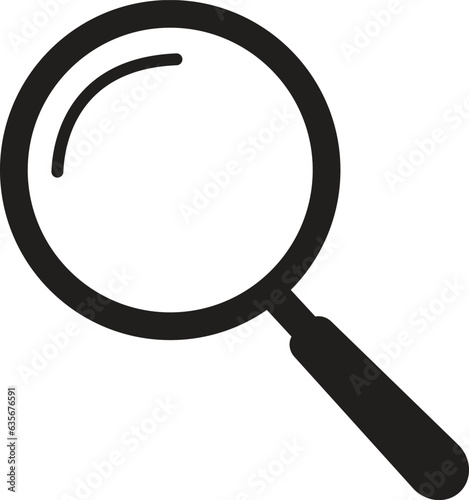 Magnifying glass icon in flat style. magnifier or loupe sign isolated on white background, Search symbol. Research, find icon. Lens, look magnifier, loupe sign.