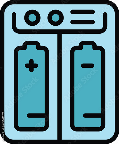 Charging vape battery icon outline vector. Electronic smoke. E pen color flat