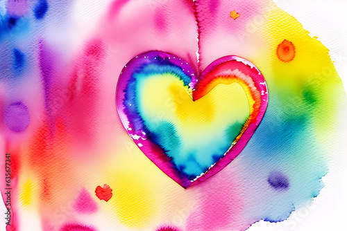 strybk, Colorful Heart Shape Splash  Pattern Frame. on White Background. Generative AI photo