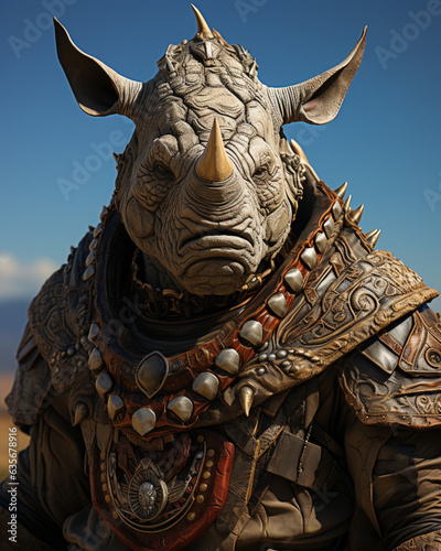 Human rhinoceros soldier