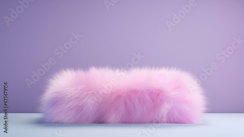 Holo Fur Abstract Minimalistic Product Podium. The Scene for Product Presentation. 3D Room with Geometric Platform Stage Pedestal. Ai Generated Podium Mockup for a Product advertisement.