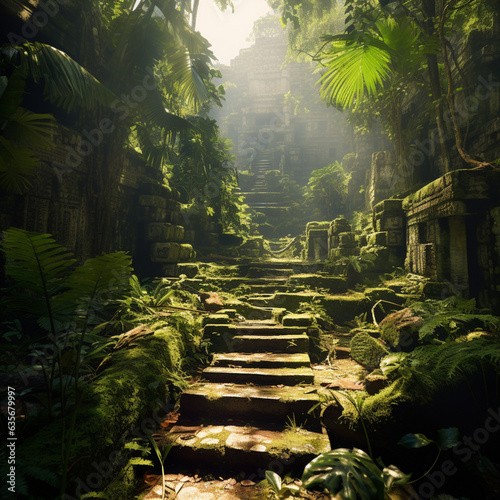 Stairs in tropical jungle