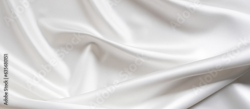 Closeup of rippled white silk fabric