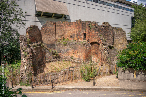 Old remants of the Roman wall around London, England. photo