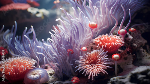 the underwater world of a coral reef in macro