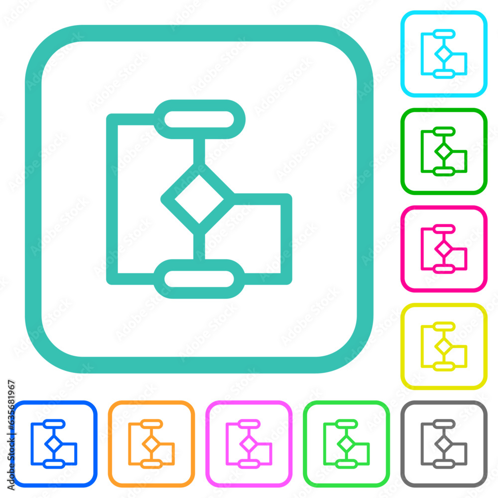 Flow chart outline vivid colored flat icons Flow chart outline vivid colored flat icons