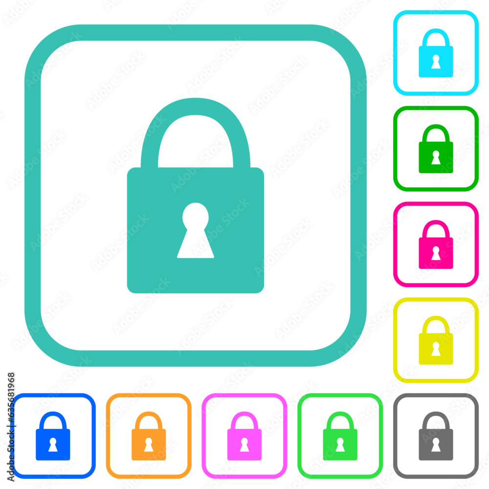 Locked padlock with keyhole solid vivid colored flat icons Locked padlock with keyhole solid vivid colored flat icons
