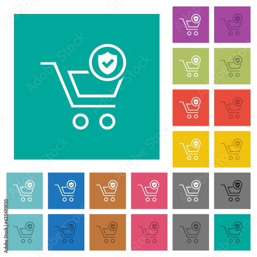 Protected shopping square flat multi colored icons