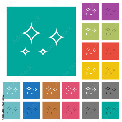 Glare stars outline square flat multi colored icons