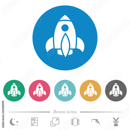 Rocket flat round icons