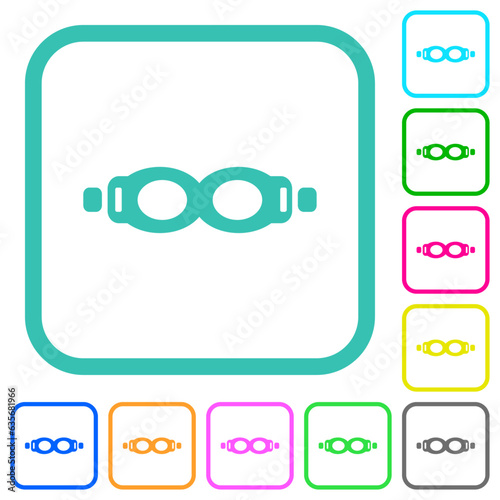 Swimming goggles vivid colored flat icons