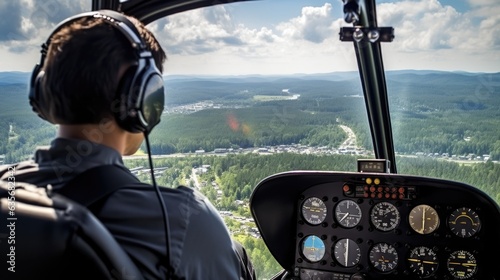 professional pilot preparing for a helicopter flight, generative ai