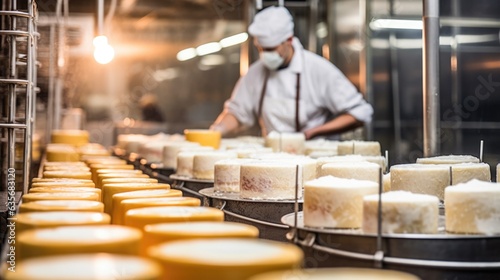 cheese maker preparing cheese in a dairy, generative ai