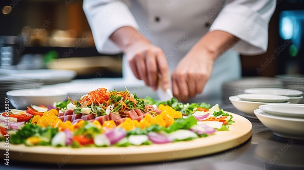 chef preparing sushi in a Japanese restaurant generative ai