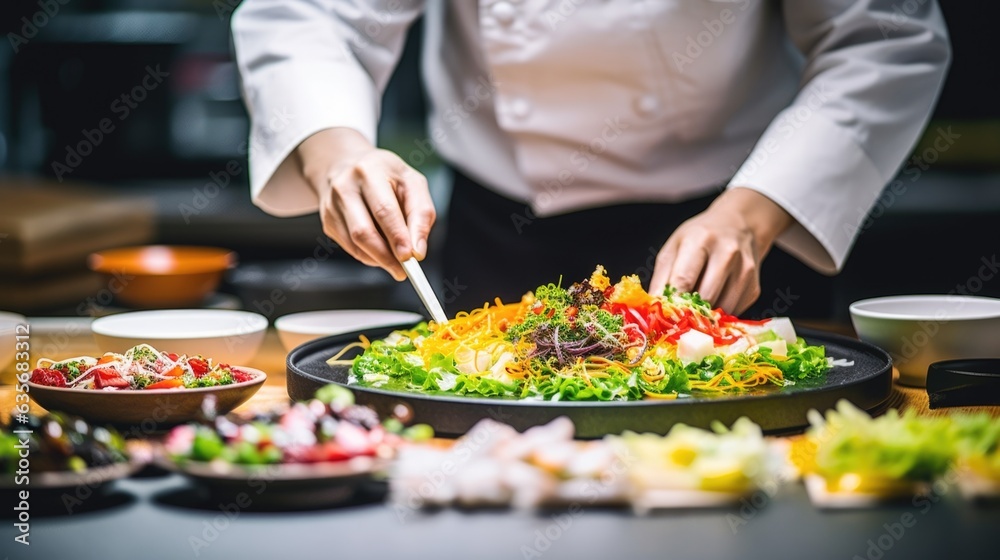 chef preparing sushi in a Japanese restaurant generative ai