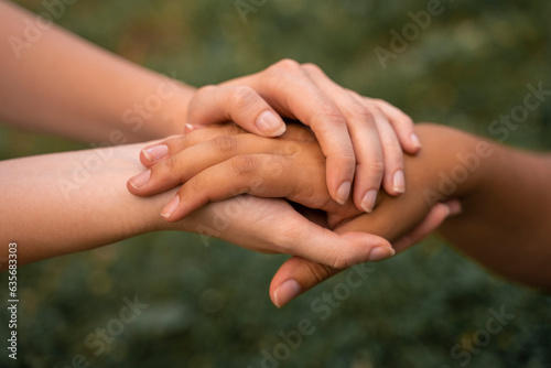 Supporting hands concept, diversity