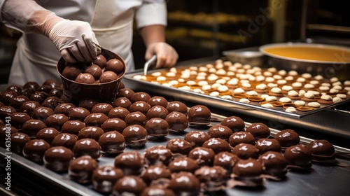 chocolatier making chocolates in a kitchen generative ai