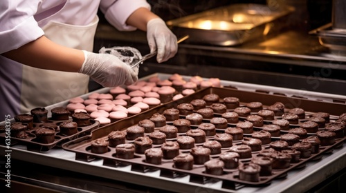 chocolatier making chocolates in a kitchen generative ai