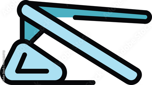Review laptop stand icon outline vector. Computer desk. Work posture color flat