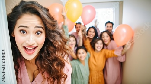 Happy young woman at a birt...
