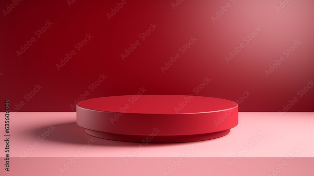 Ruby Crystal Abstract Minimalistic Product Podium. The Scene for Product Presentation. 3D Room with Geometric Platform Stage Pedestal. Ai Generated Podium Mockup for a Product advertisement. Ruby Crystal Abstract Minimalistic Product Podium. The Scene for Product Presentation. 3D Room with Geometric Platform Stage Pedestal. Ai Generated Podium Mockup for a Product advertisement.