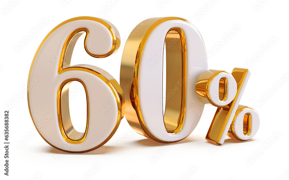 60 percent off gold 3d number render 60 percent off gold 3d number render