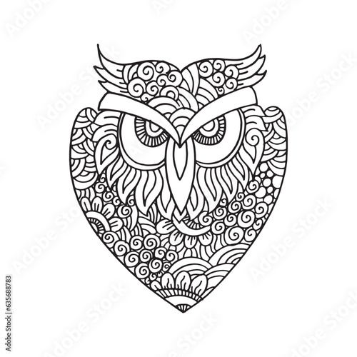 Owl vector hand draw illustrationOlw bird for symbol Ethnic retro illustration of owlOwl doodle photo