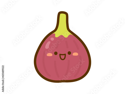 秋の味覚のイラスト素材、かわいい顔のあるイチジク
