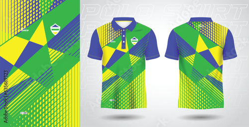 blue green yellow polo sport shirt sublimation jersey template