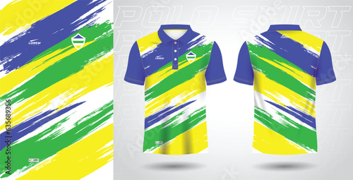 blue green yellow polo sport shirt sublimation jersey template