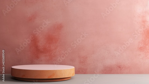 Venetian Plaster Abstract Minimalistic Product Podium. The Scene for Product Presentation. 3D Room with Geometric Platform Stage Pedestal. Ai Generated Podium Mockup for a Product advertisement.