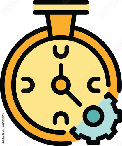 Watch productivity icon outline vector. Business team. Job task color flat