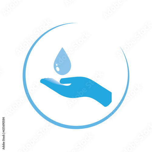 Vector of hands and water. Save water. On white background.