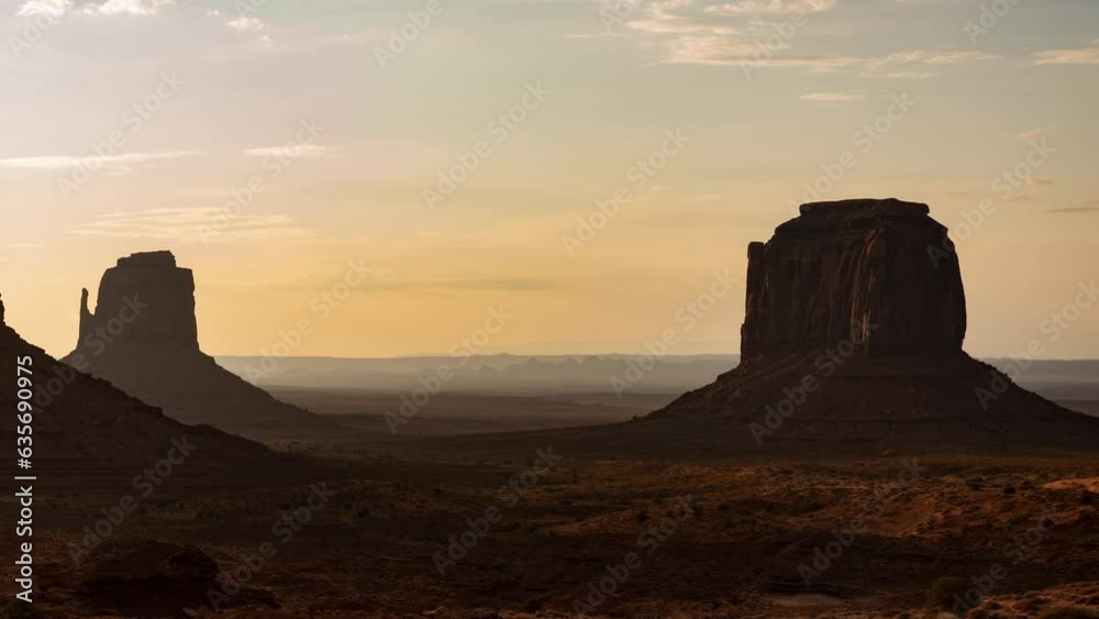 Monument Valley East Mitten Butte and Merrick Butte Sunrise Time Lapse Arizona Southwest USA Monument Valley East Mitten Butte and Merrick Butte Sunrise Time Lapse Arizona Southwest USA