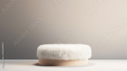 Wool Abstract Minimalistic Product Podium. The Scene for Product Presentation. 3D Room with Geometric Platform Stage Pedestal. Ai Generated Podium Mockup for a Product advertisement.