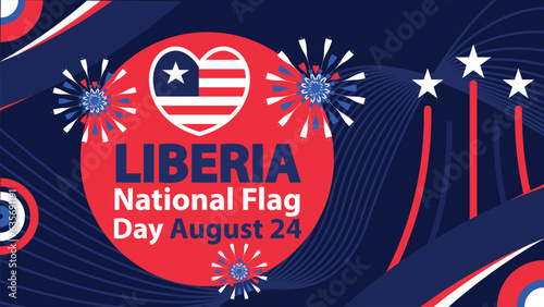 National Flag Day in Liberia vector banner design. Happy National Flag Day in Liberia modern minimal graphic poster illustration. photo