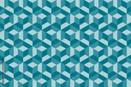 Pattern with turquoise blue hexagonal abstract 3d background vector illustration.