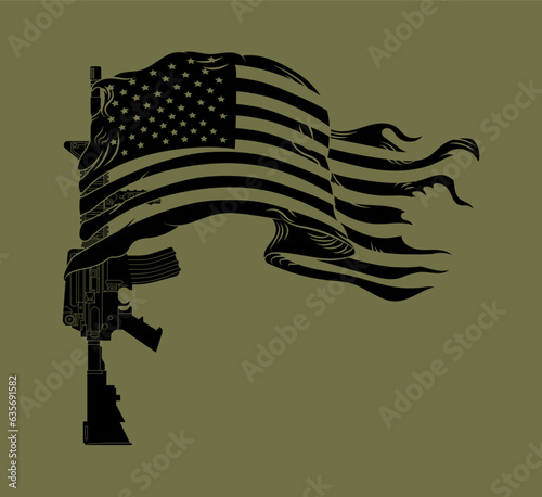 Usa Rifle Flag, Second Amendment, M4 carbine