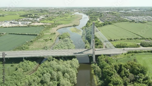 Aerial View Of Mary McAleese Boyne Valley Bridge Over The Boyne River In Ireland. photo