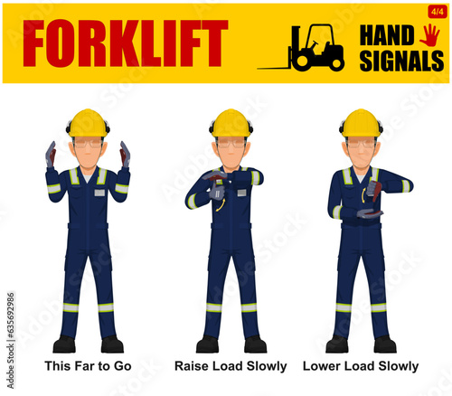 Set of worker present Forklift hand signal on white background