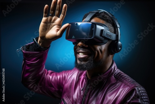 African american man in vr glasses playing video games