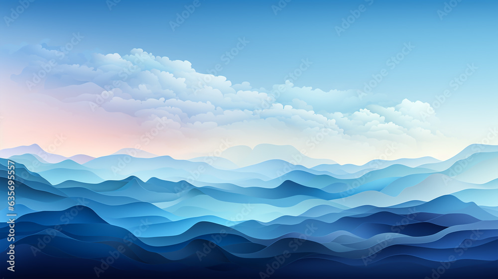 Abstract blue background with waves and space for text