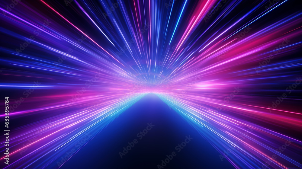 abstract fast background with neon lights. Glowing spiral pattern.