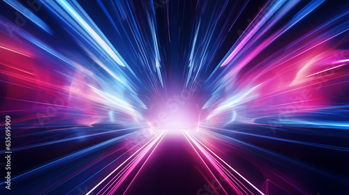 abstract background of speed motion in the tunnel with light rays.