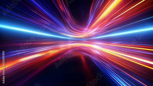 abstract fast background with neon lights. Glowing spiral pattern.