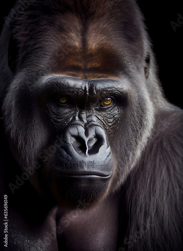 Close up of a scary face gorilla 