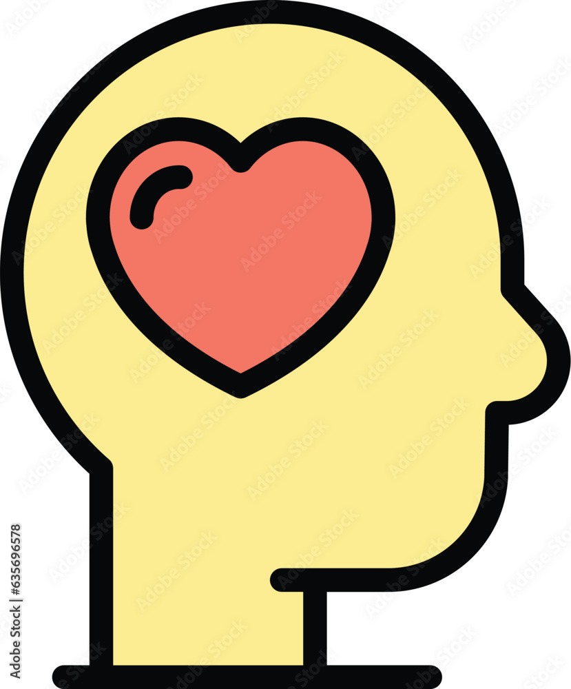 Mind in love icon outline vector. People health. Balance energy color flat Mind in love icon outline vector. People health. Balance energy color flat