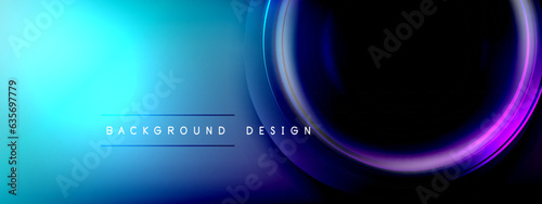 Circles lines and bubbles on bright glowing effect gradient with light and shadow effects. Dynamic interplay of light, shadow and depth. Futuristic and rhythmic technology design